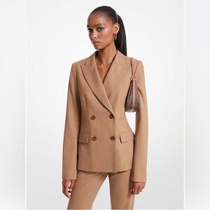 Michael Kors Stretch Wool Double-Breasted Blazer Size 4